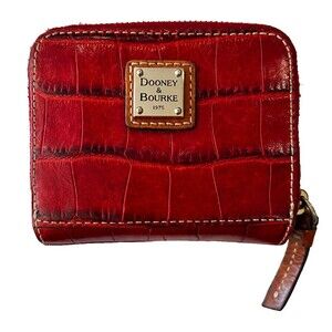 Dooney & Bourke Denison Flap Wallet Red Leather Old Money Quiet Luxury Small
